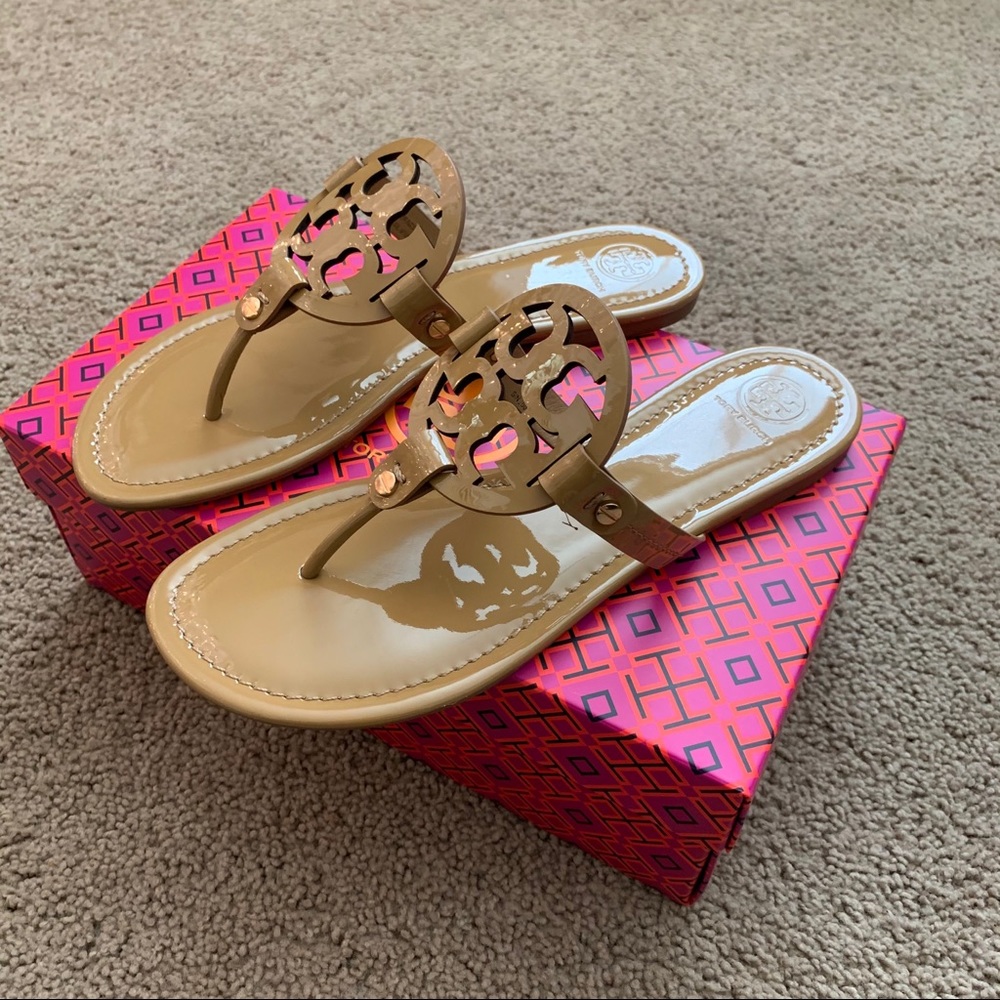 NEW 10.5 Tory Burch Miller Patent Leather Sand - Picture 5 of 11